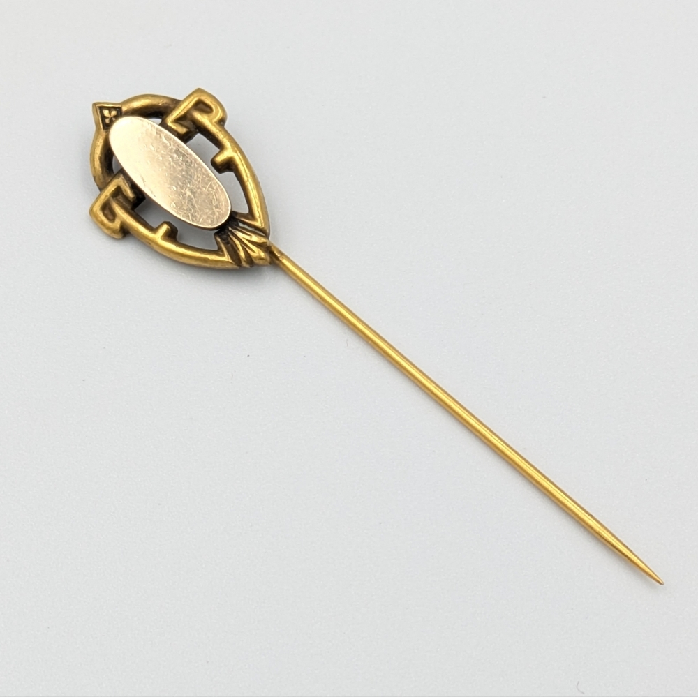 Antique art nouveau gold filled GF stick pin / hat pin / lapel pin